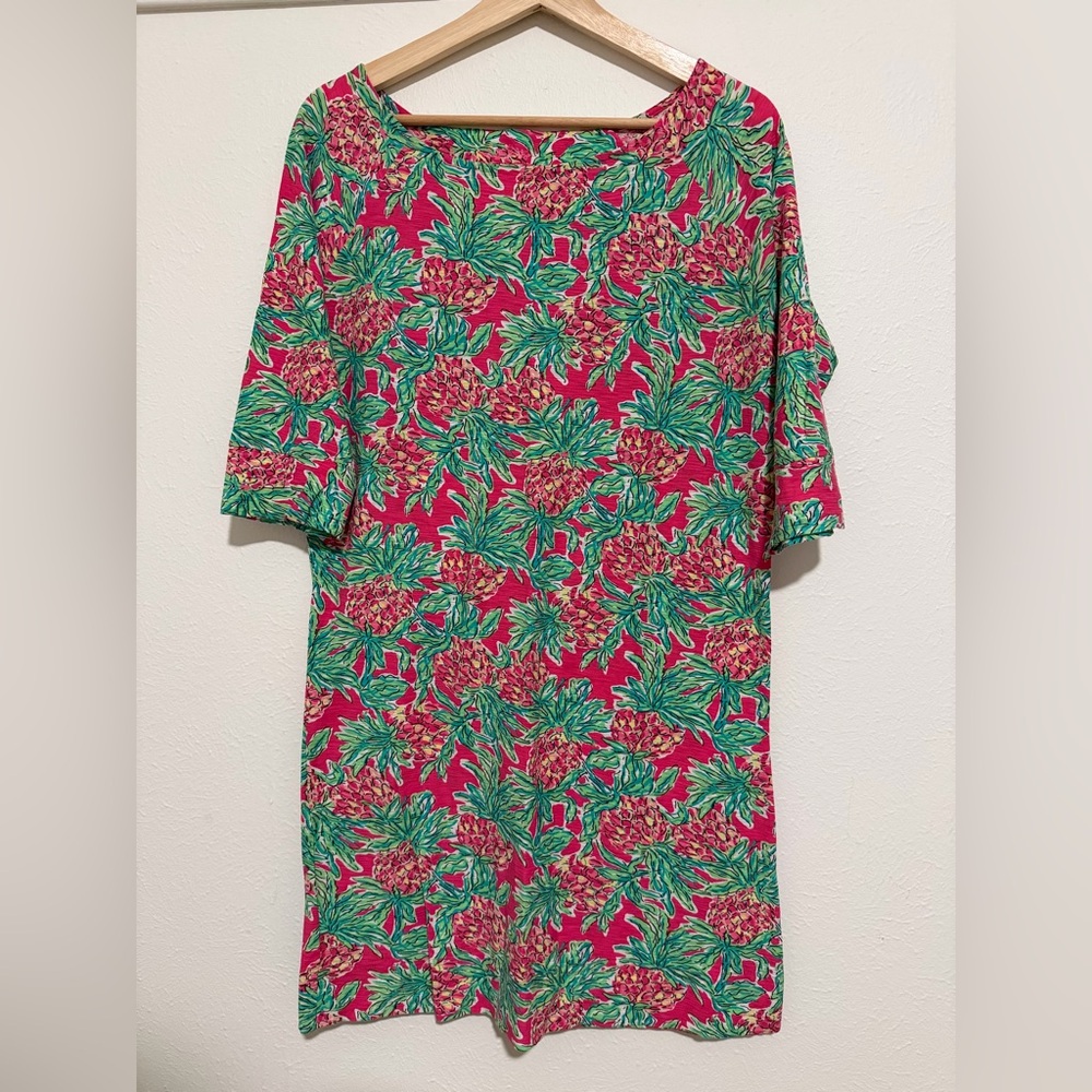 Lilly Pulitzer Cassie Dress in Pink Spike The Punch Pineapple Pattern
